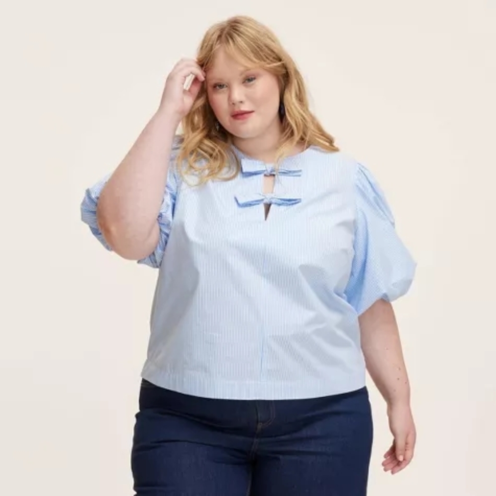 Stripe Puff Short Sleeve Blouse - kate spade new york x Target Blue/White